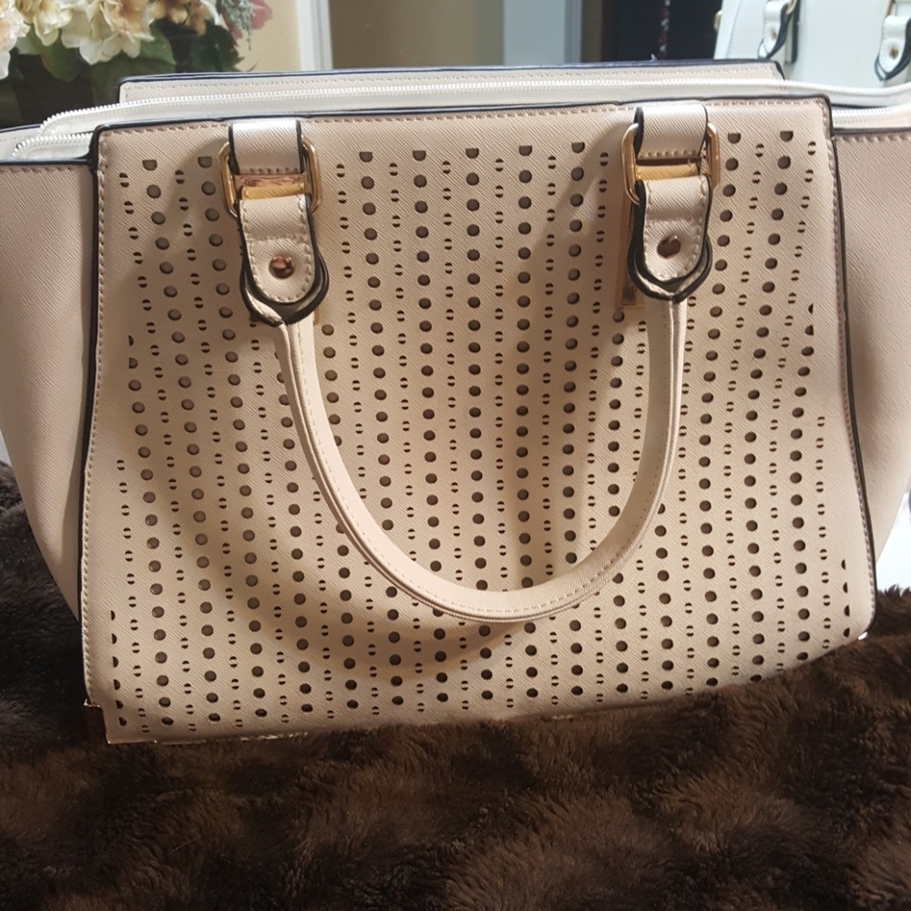 White with gold hardware satchel